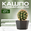Кашпо керамика, 0.7 л, 12х8.5 см, шестигранник, черное, Эджес №2, 049720
