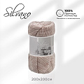Плед евро, 200х220 см, велсофт, 100% полиэстер, Silvano, Листья, бежевый, SР-363/1