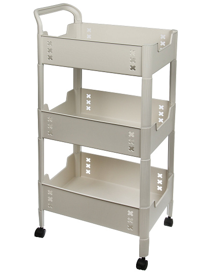 Полка универсальная, пластик, 3 секции, 41х30х83 см, на колесах, белая, Y4-11642