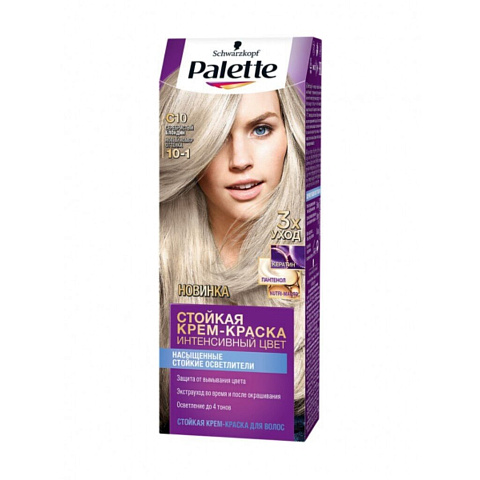 Краска для волос, Palette, C10, серебристый блондин, 110 мл