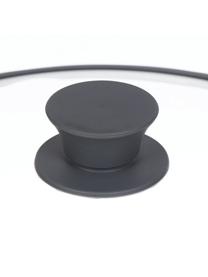 Крышка для посуды стекло, 28 см, Daniks, Мрамор, серая, с силиконовым ободом, HA380-2