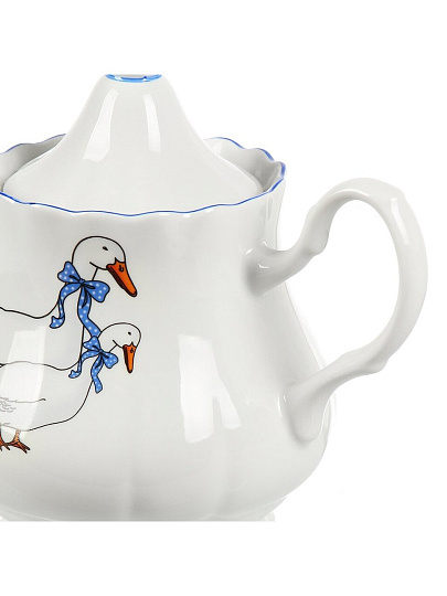 Чайник заварочный фарфор, 0.8 л, Добрушский фарфоровый завод, Гуси, Романс, 3С1776/1Ф34