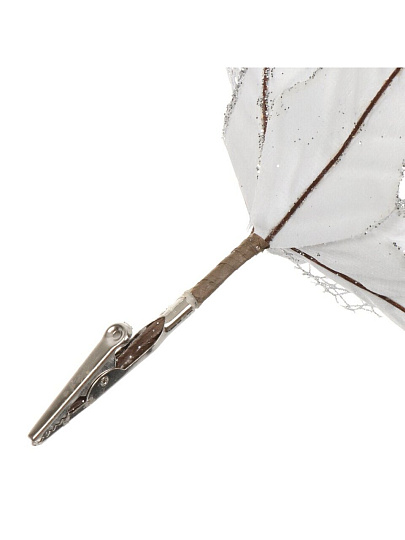 Цветок искусственный декоративный 16 см, на прищепке, серебро, Пуансеттия, Y4-4169