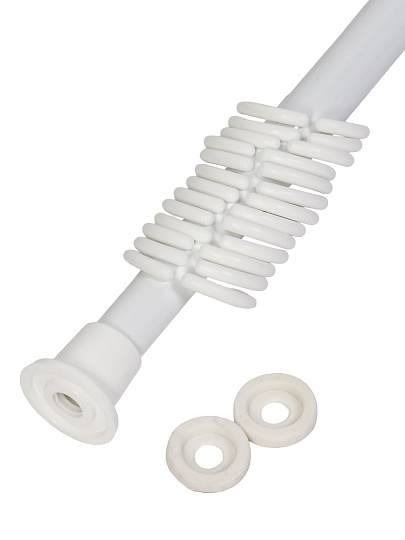 Карниз для ванной полипропилен, металл, ПВХ, 120-210 см, телескопический, белый, с кольцами, Aqva-Prime