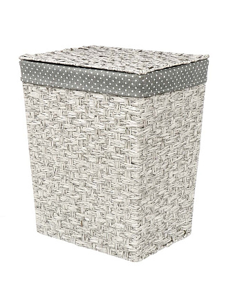Корзина для белья, 38х30х46 см, прямоугольная, плетеная, серая, с крышкой, Y4-7634
