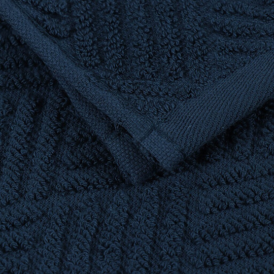 Полотенце кухонное махровое, 30х50 см, 450 г/м2, 100% хлопок, Barkas, Листопад, темно-лазурное, Узбекистан