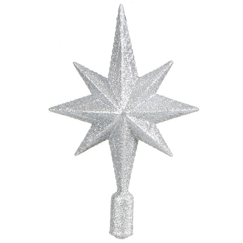 Верхушка на елку Звезда, серебряная, 25х16.5 см, SYSDX332159S