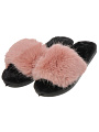 Тапки для женщин, искусственный мех, черные/пыльная роза, р. 36-37, открытые, A210347