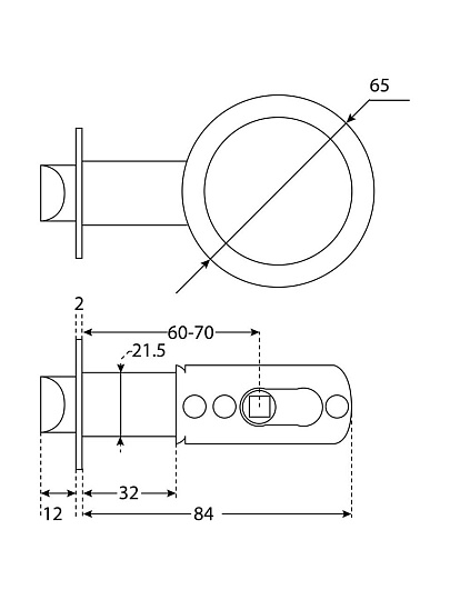 Защелка врезная, Аллюр, 5560 PS AB, 8390, пустая, бронза