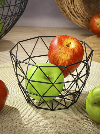 Ваза для фруктов, металл, 17х18х11.5 см, Y4-7657, черная