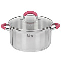 Кастрюля нержавеющая сталь, 5.4 л, крышка стекло, Lara, Riviera, LR02-324, индукция