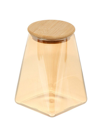 Банка для сыпучих продуктов, стекло, 0.95 л, 11.7х11.7х16.2 см, с крышкой, Barouge, Мед, BТ-001