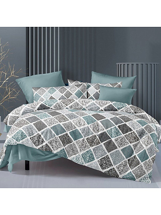 Постельное белье 2-спальное, простыня 200х220 см, 2 наволочки 70х70 см, пододеяльник 175х215 см, Silvano, поплин, Геометрия 20/007-PCE/SLV