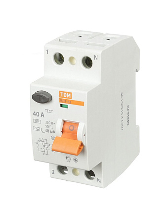 Устройство защитного отключения TDM Electric, ВД1-63, 2 полюса, 40 А, 30 мА, sq0203-0013