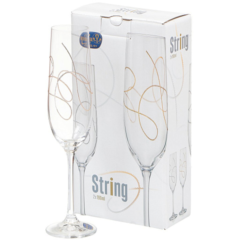 Бокал для шампанского, 190 мл, стекло, 2 шт, Bohemia, Viola String, 40729/QH013/190/2
