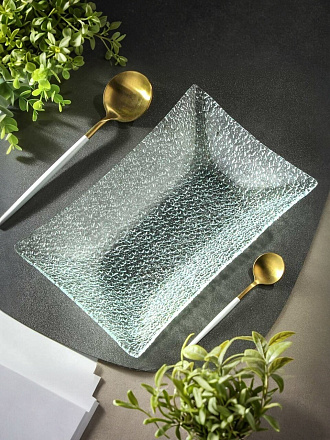 Блюдо стекло, прямоугольное, 24х14 см, Лед, Y4-8748