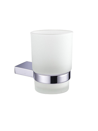 Стакан для зубных щеток, с держателем, хром, белый матовый, Delphinium, 3802, 102422