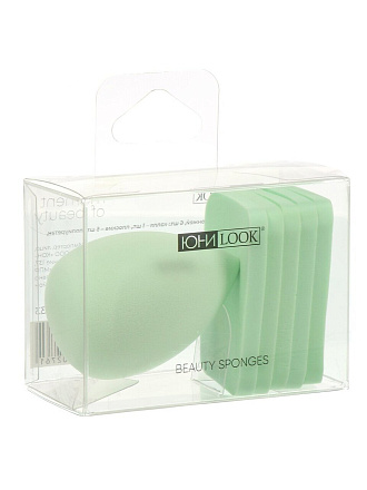 Спонжи для макияжа, полиуретан, 6х4/5 см, 3х4.2 см, 6 шт: капля 1 шт, плоские 5 шт, в ассортименте, ЮниLook, 357-333