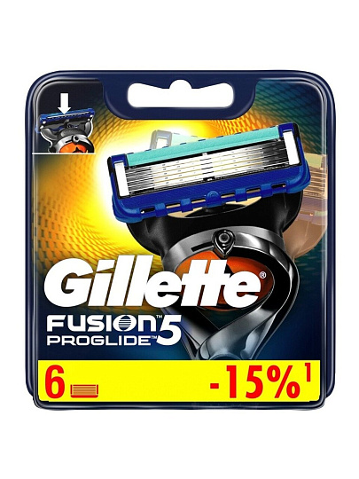 Сменные кассеты для бритв Gillette, Fusion ProGlid Power, для мужчин, 6 шт, 0050016232