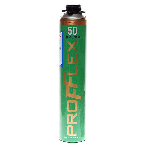 Пена монтажная Profflex, PRO Green 50, профессиональная, 50 л, 750 мл, 770 г, зимняя