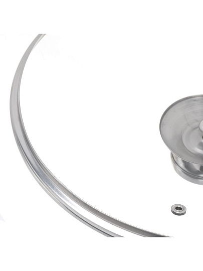 Крышка для посуды стекло, 26 см, Daniks, металлический обод, кнопка нержавеющая сталь, Д5726