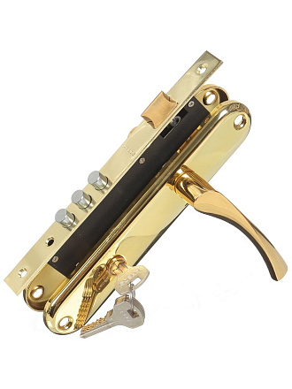 Замок врезной Apecs, 2223/60-G, 15579, ручка в комплекте, цилиндровый, золотой