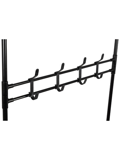 Вешалка-стойка напольная 60х27х170 см, полка для обуви, 15 кг, 104924, черная, 4 полки, 8 крючков