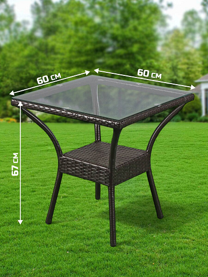 Мебель садовая Тиффани, стол, 60х60х67 см, 2 кресла, 100 кг, кресло - 68х60х78 см, C010056