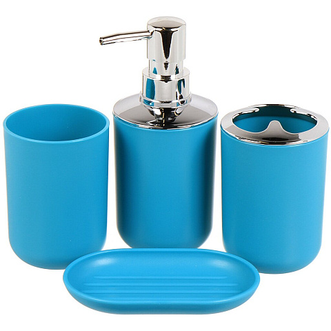 Набор для ванной 4 предмета, голубой, пластик, Y4-6498