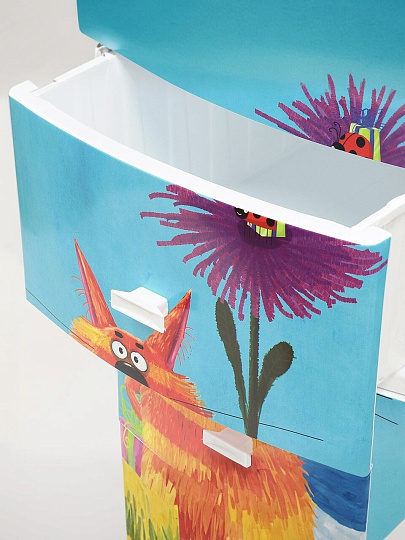 Комод детский 4 ящика, Кот, 38х47х98 см, белый, Росспласт, РП-451