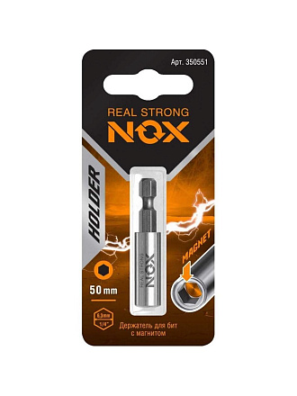 Адаптер для бит Nox, E6, 3х50 мм, магнитный, 1/4'', 1 шт, блистер