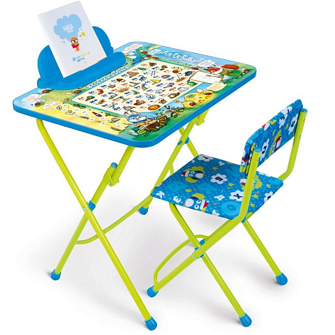 Мебель детская Nika, стол+стул мягкая, Веселая азбука, металл, пластик, с подножкой, КУ2/ВА