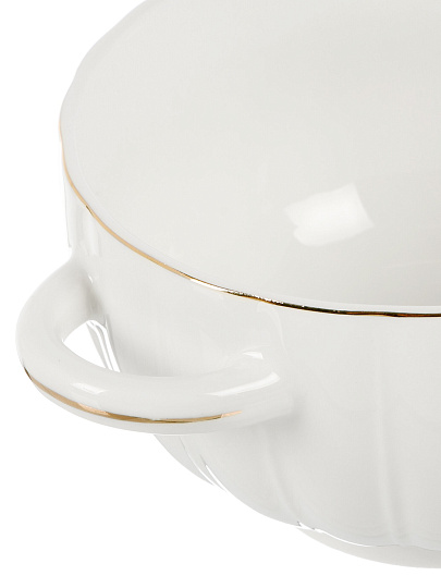 Бульонница фарфор, 650 мл, с ручкой, Золотая линия, ТМ Глория, 202353