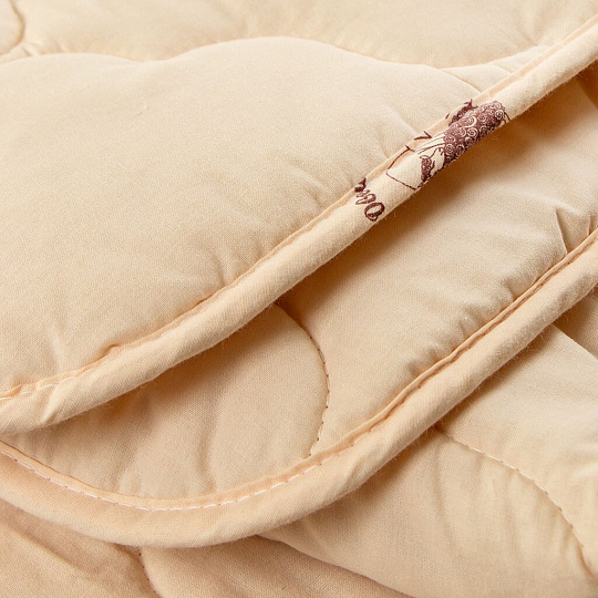 Одеяло 1.5-спальное, 140х205 см, Овечья шерсть, 300 г/м2, всесезонное, чехол хлопок, ИвШвейСтандарт, бежевое