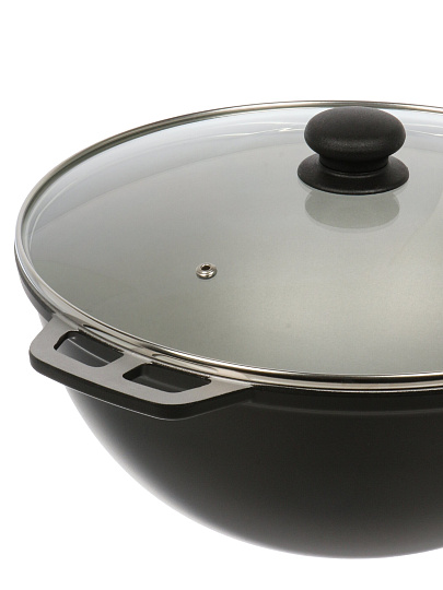 Казан алюминий, 7.5 л, с крышкой, крышка стекло, Нева Металл Посуда, НС0875д