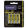 Батарейка General Lighting Systems, АА (LR6, 15A), GBAT-LR6, щелочная, 1.5 В, блистер, 4 шт, 800590