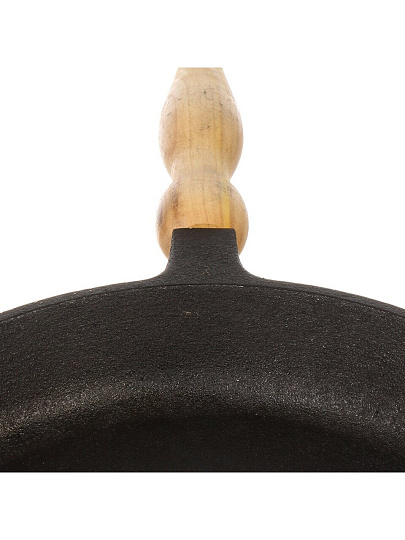 Сковорода чугун, 26 см, Гурман, DavrMetall, съемная ручка, с деревянной ручкой, индукция