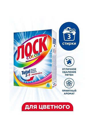 Стиральный порошок Лоск, 0.45 кг, автомат, для цветного белья, Color