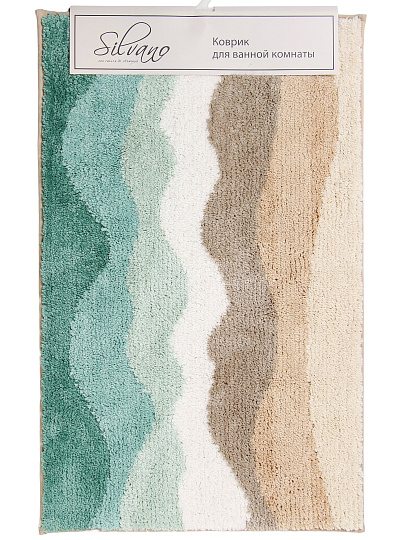 Коврик для ванной, 0.48х0.78 м, полиэстер, сине-бежевый, Silvano, Волна, Y4-11465