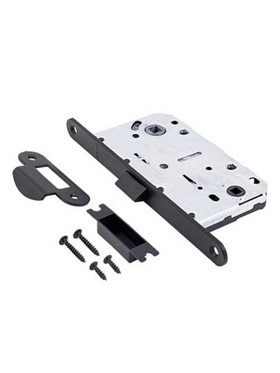 Защелка врезная, Code Deco, 5300-P-WC-BLM, 31304, язычок пластиковый, с фиксатором, черная