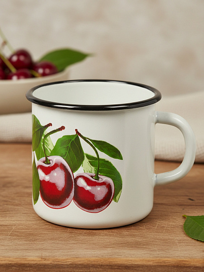 Кружка сталь, эмалированное покрытие, 400 мл, Вишневый сад, Керченский металлургический завод, 40104-032/4
