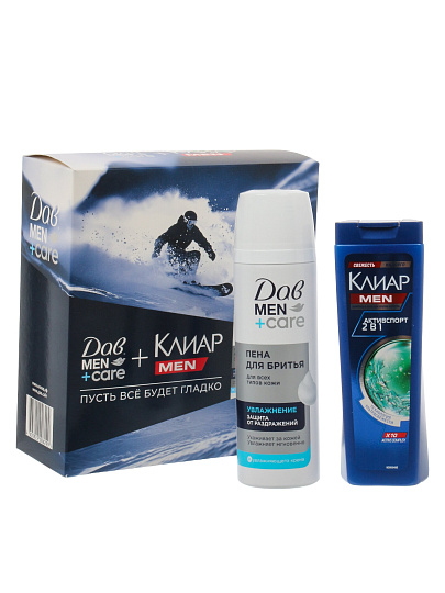 Набор подарочный для женщин, Дав, Men+Care, пена для бритья 200 мл, шампунь Клиар Men 200 мл