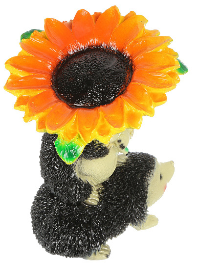 Фигурка садовая Ежики с подсолнухом, 26х20 см, гипс, Гарденвилл, 451