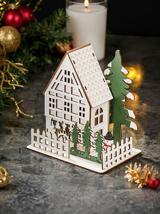 Фигурка МДФ, Новогодний домик, 15х13х10 см, новогодняя, Y4-8428