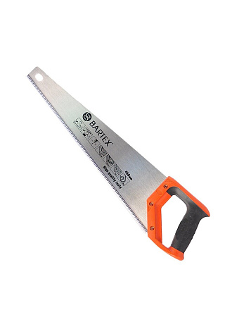 Ножовка по дереву, 450 мм, закаленные зубья, 3D-заточка, 7 TPI, рукоятка двухкомпонентная прорезиненная, Bartex, Profi, P-450