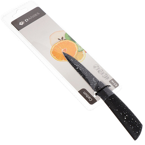 Нож кухонный Daniks, Карбон, для овощей, нержавеющая сталь, 8.5 см, рукоятка пластик, YW-A641-3-PA