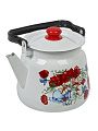 Чайник сталь, эмалированное покрытие, 3.5 л, с кнопкой, Сибирские товары, Цветы красные, белый, С2716.3*95 - фото 3