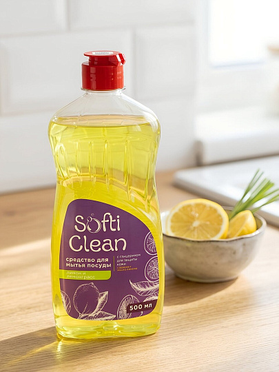Средство для мытья посуды Softi Clean, Лимон и лемонграсс, 500 мл