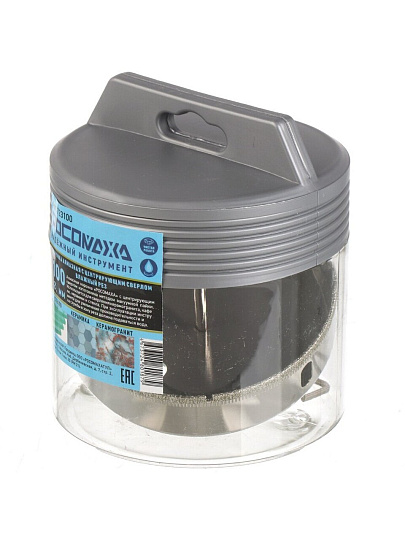 Коронка алмазная, по керамограниту и керамике, Росомаха, диаметр 100 мм, цилиндрический хвостовик, с центрирующим сверлом, 723100