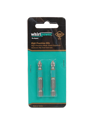 Набор бит для больших нагрузок, Whirlpower, PH2, 50 мм, 2 шт, блистер